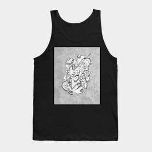 Abstract man with technology items jumping Tank Top